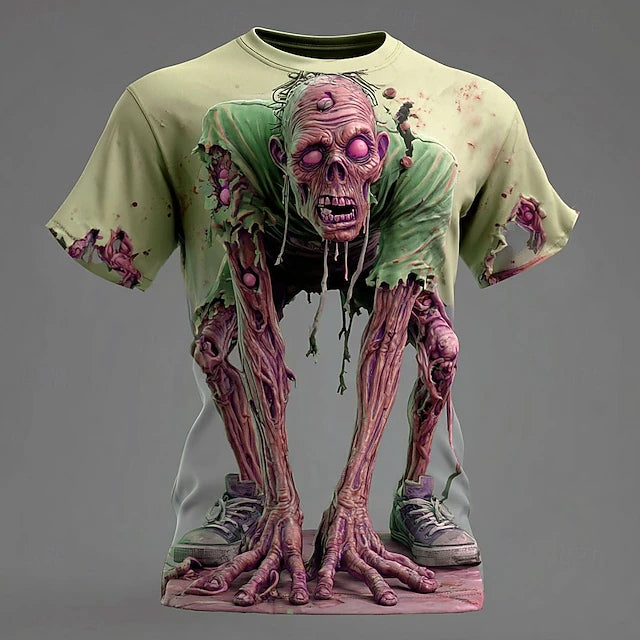 Men's Halloween Optical Illusion Zombies 3d Short Sleeve T-shirt