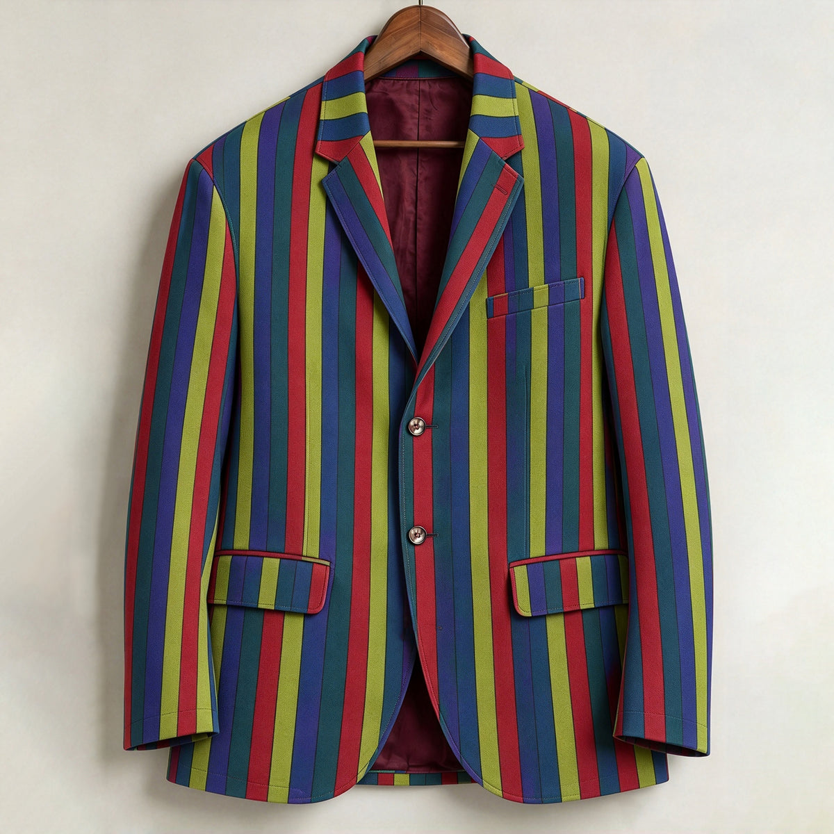 Men's Retro Abstract Stripe Print Casual Blazer