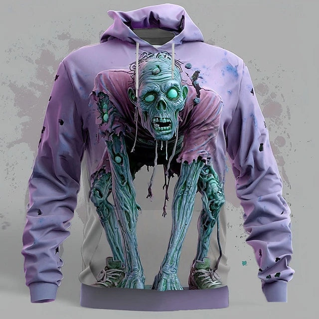 Men's Halloween Optical Illusion Zombies 3d Print Hoodie