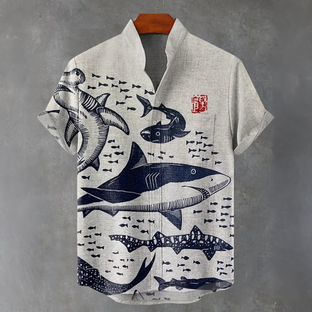 Ocean Shark Japan Art Print Casual Shirt