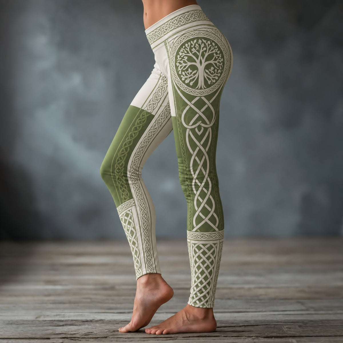 Women's Vintage Viking Tree Of Life Celtic Knot Pattern Art Cozy Leggings