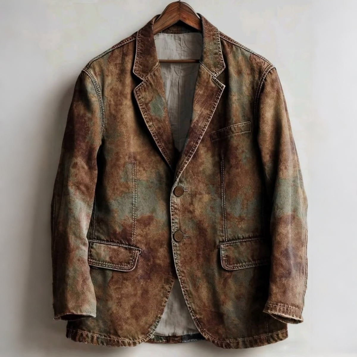 Men's Vintage Abstract Rusted Effect Pattern Casual Blazer