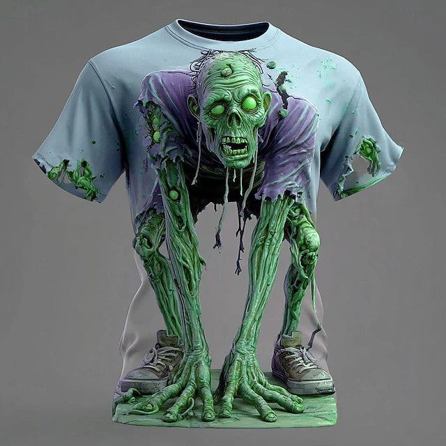 Men's Halloween Optical Illusion Zombies 3d Short Sleeve T-shirt