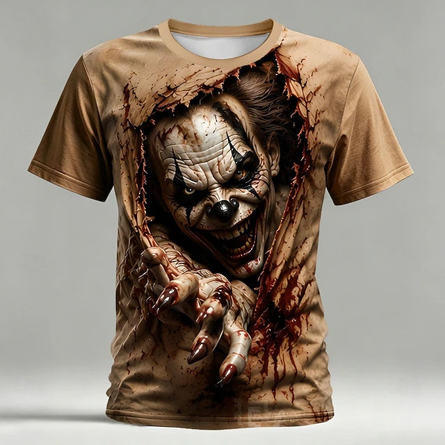 Halloween Men's Optical Illusion Creepy Clown 3d T-shirt