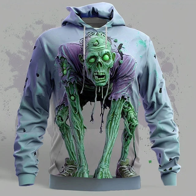 Men's Halloween Optical Illusion Zombies 3d Print Hoodie