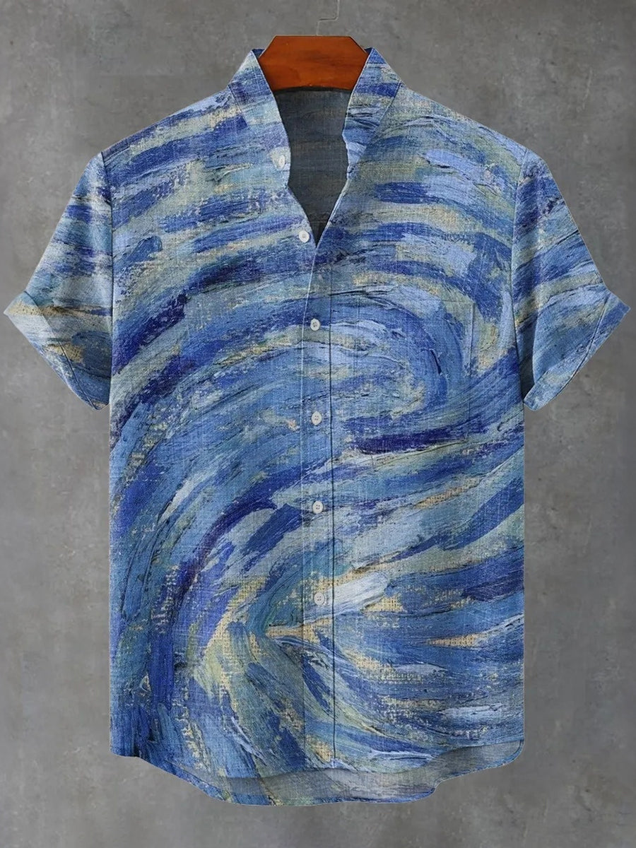 Oil Painting Line Decorative Pattern Casual Shirt