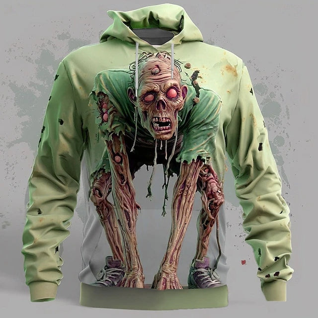 Men's Halloween Optical Illusion Zombies 3d Print Hoodie