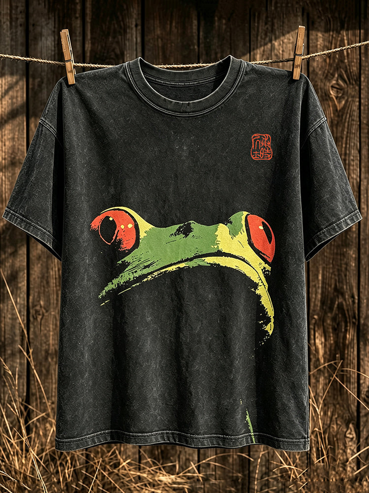 Men's Retro Japanese Art Frog Print Short-sleeve T-shirt