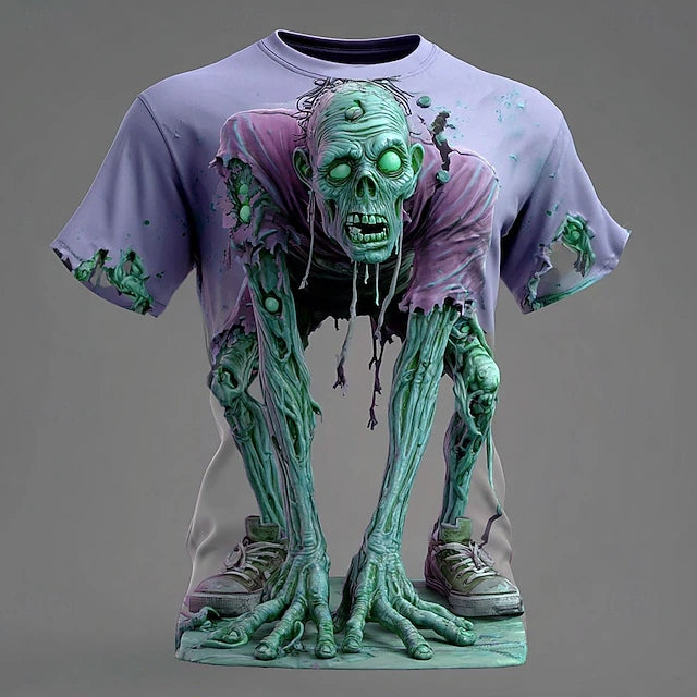 Men's Halloween Optical Illusion Zombies 3d Short Sleeve T-shirt