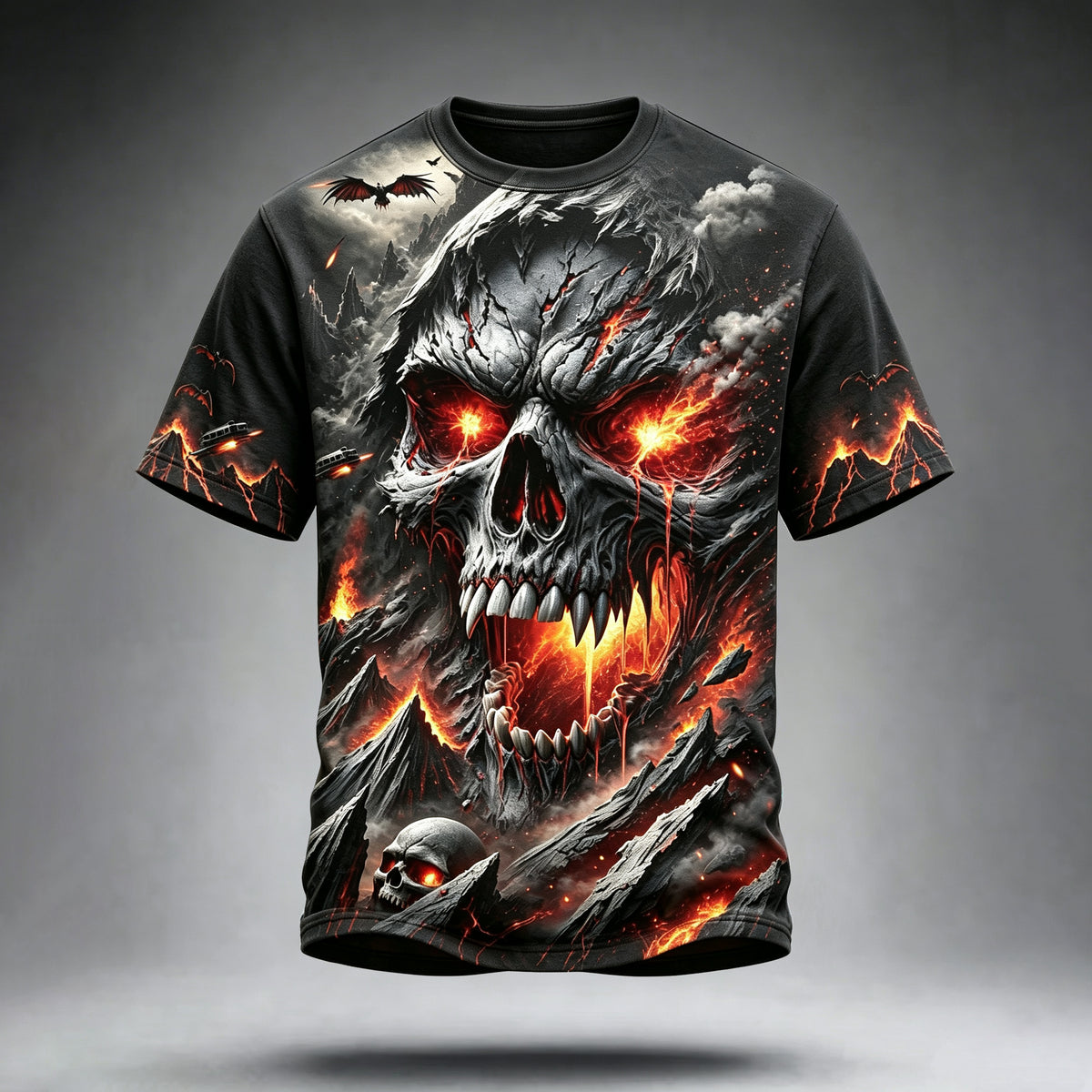 Men's Halloween Retro Dark Skull Digital Print Crew Neck Short Sleeve T-shirt