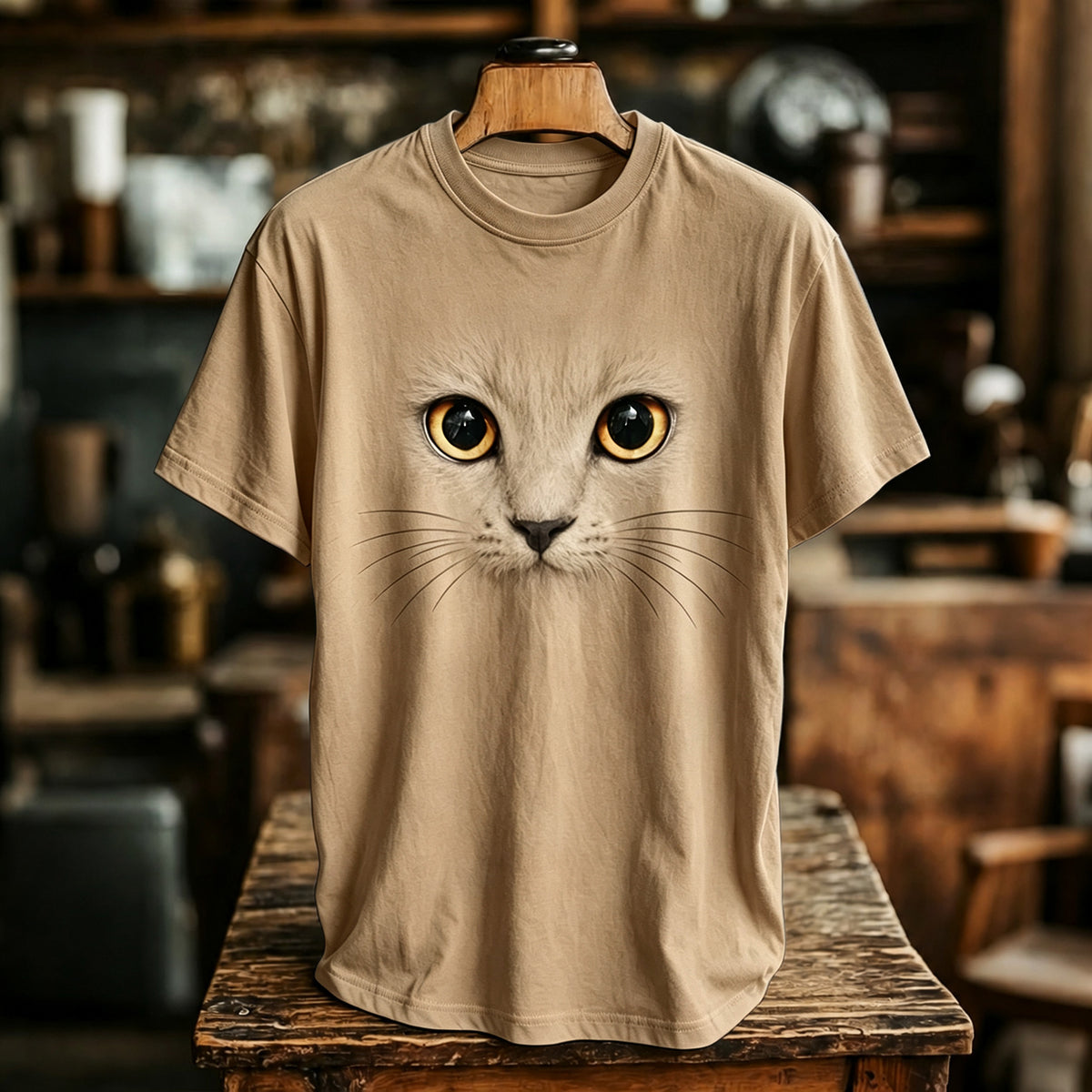 Men's Black Cat Abstract Art Print Casual T-shirts