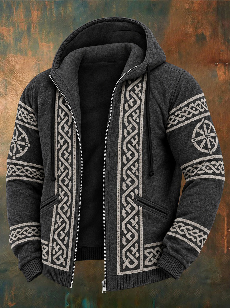 Men's Vintage Celtic Knot Cable-knit Casual Cardigan Sweatshirt