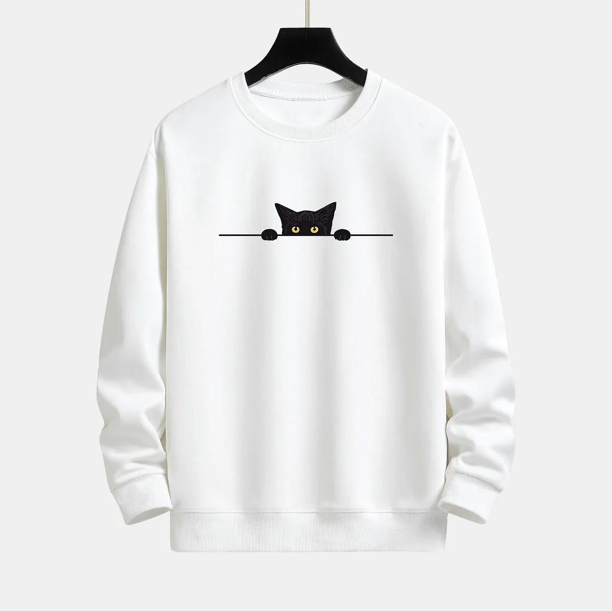 Men's Black Cat Print Vintage Sweatshirt