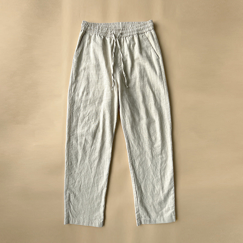 Men's Vintage Elastic Waist Drawstring Casual Linen Pants
