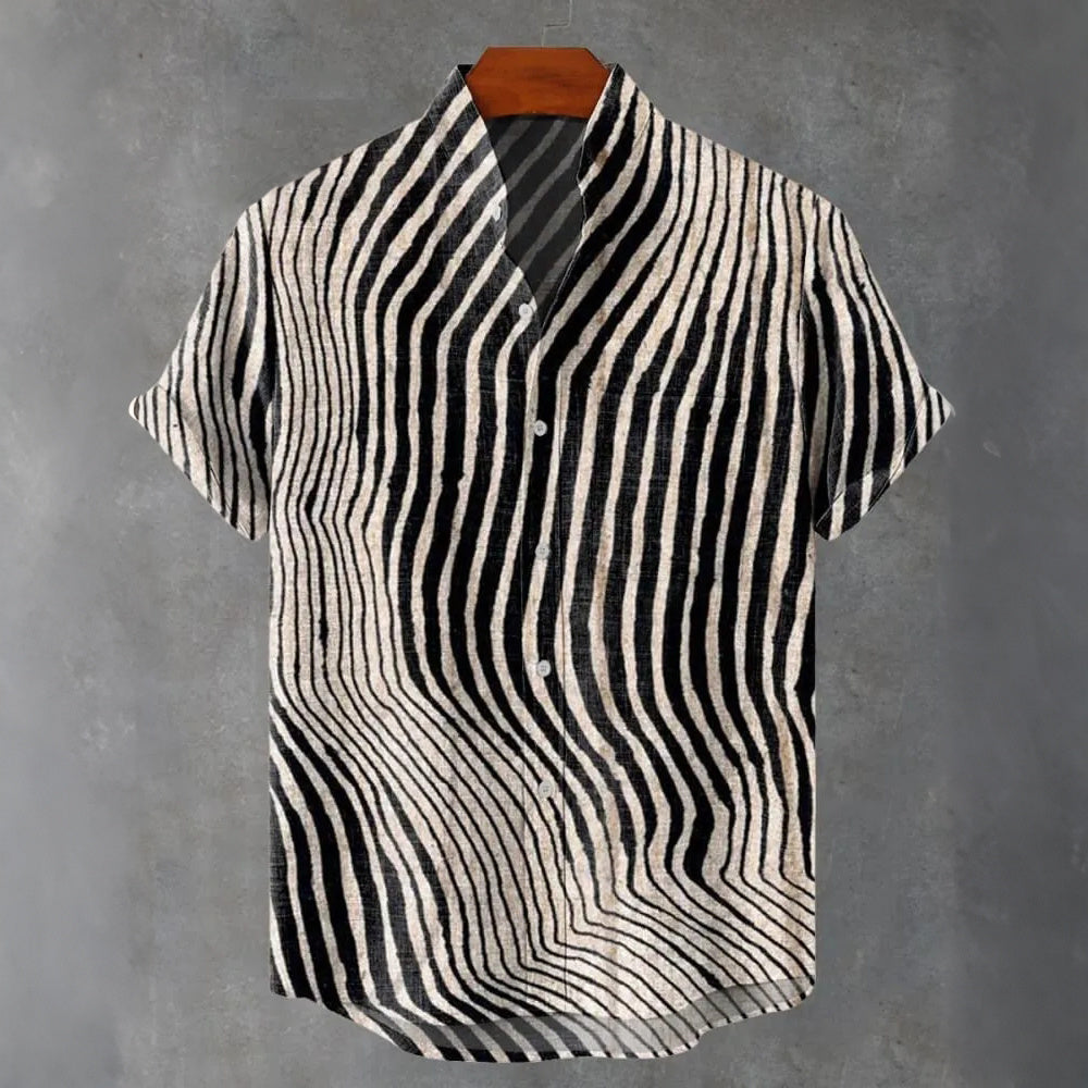 Retro Zebra Pattern Striped Print Casual Shirt