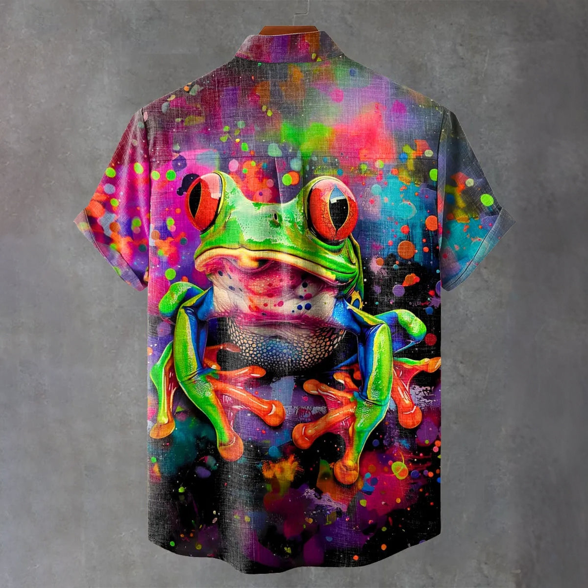 Men's Vintage Colorful Cute Frog Decorative Pattern Casual Shirt