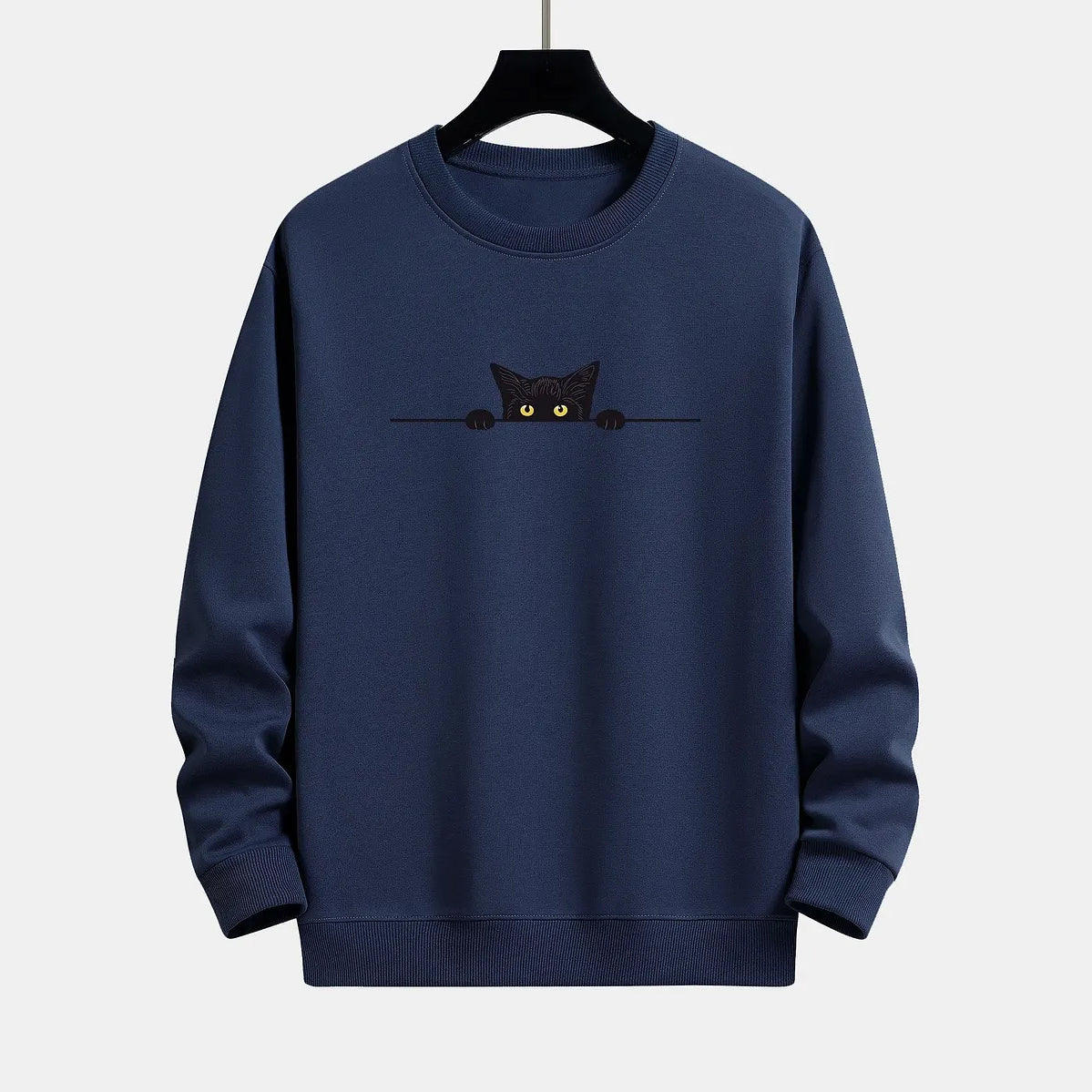 Men's Black Cat Print Vintage Sweatshirt