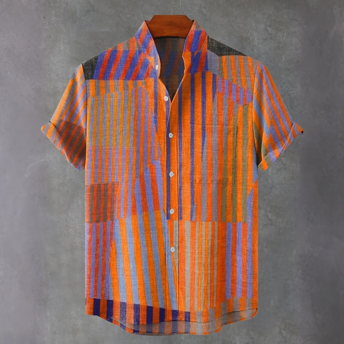 Abstract Stripe Art Vintage Print Casual Shirt