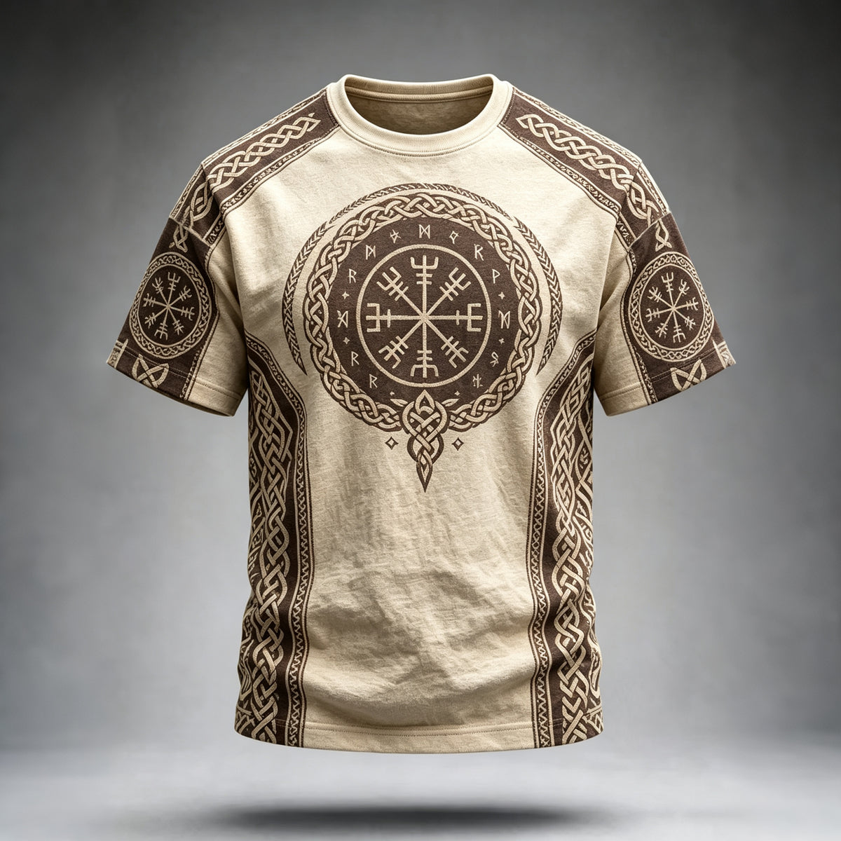 Men's Vacation Viking Ethnic Print Crew Neck Short-sleeved T-shirt