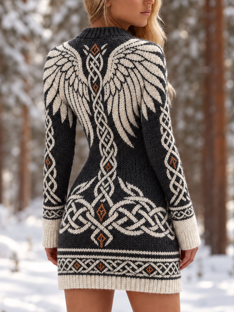 Women's Celtic Angel Wings And Knotwork Knit Dress