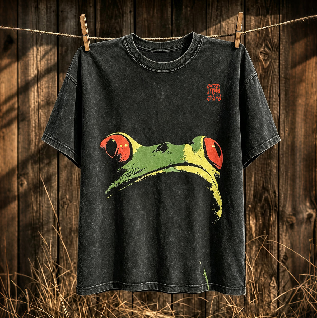 Men's Retro Japanese Art Frog Print Short-sleeve T-shirt