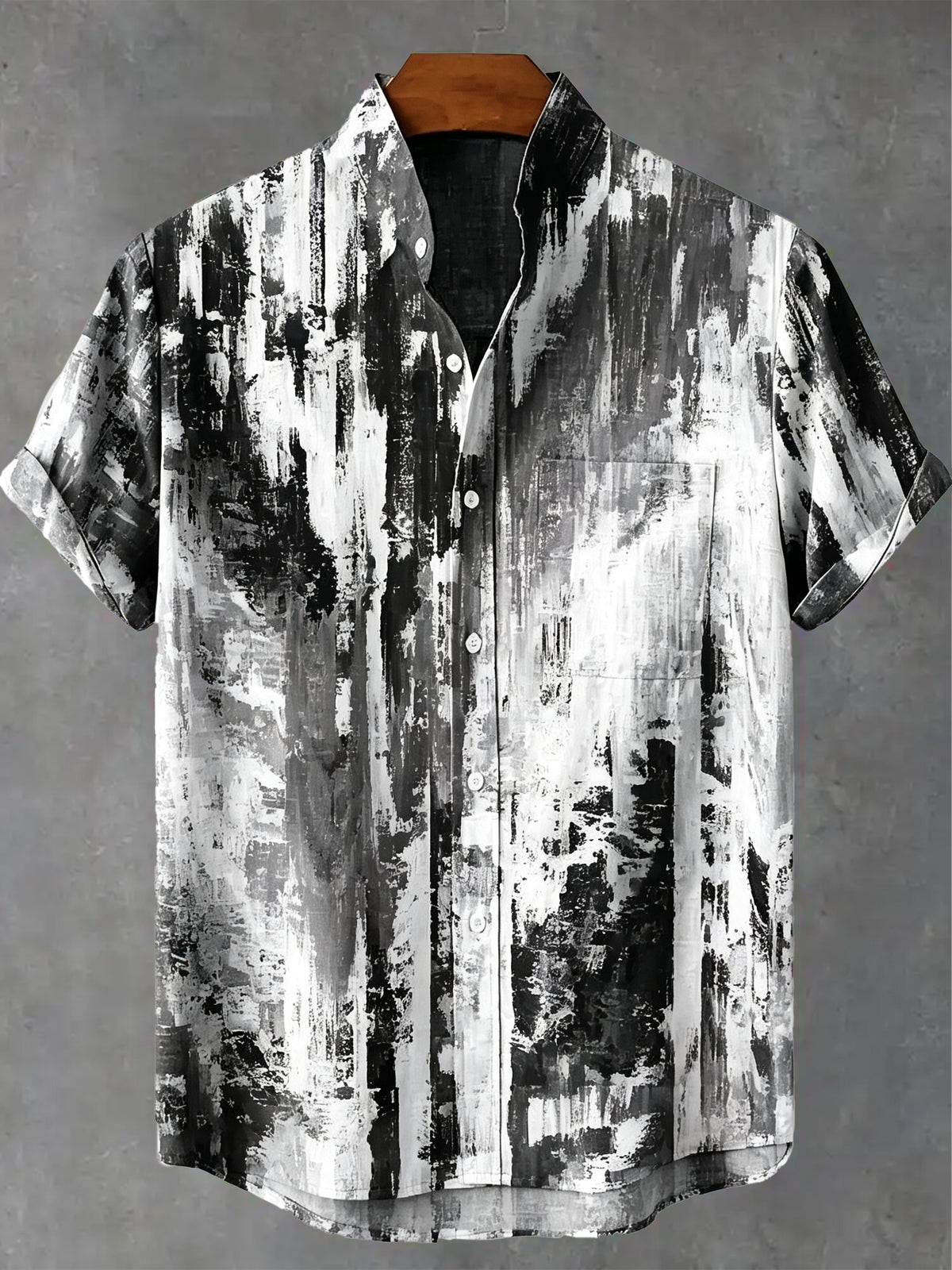 Vintage Rainbow Mottled Art Cat Print Casual Shirt