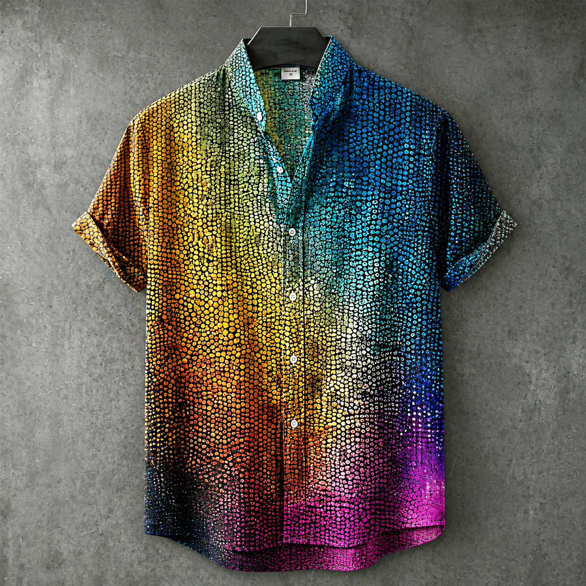Men's Retro Hippie Style Printed Linen Short-sleeve Shirt