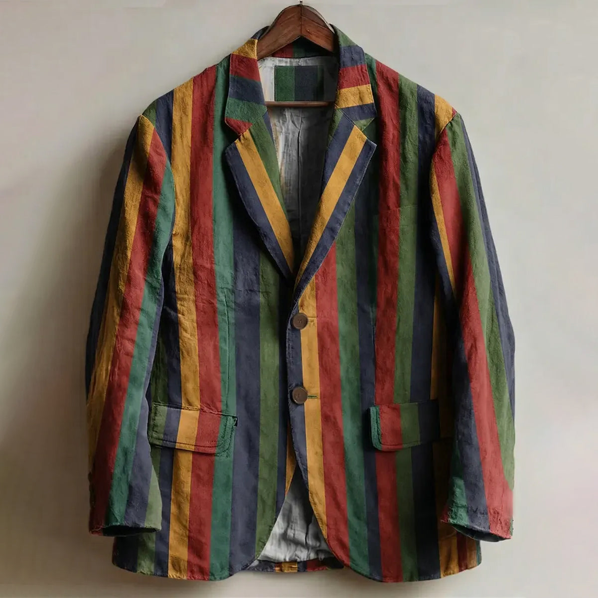 Retro Abstract Striped Art Print Casual Blazer