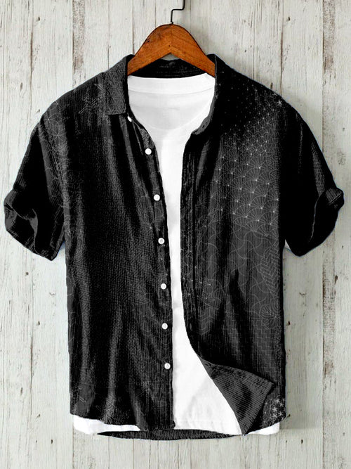 Japanese Traditional Sashiko Art Linen Blend Shirt