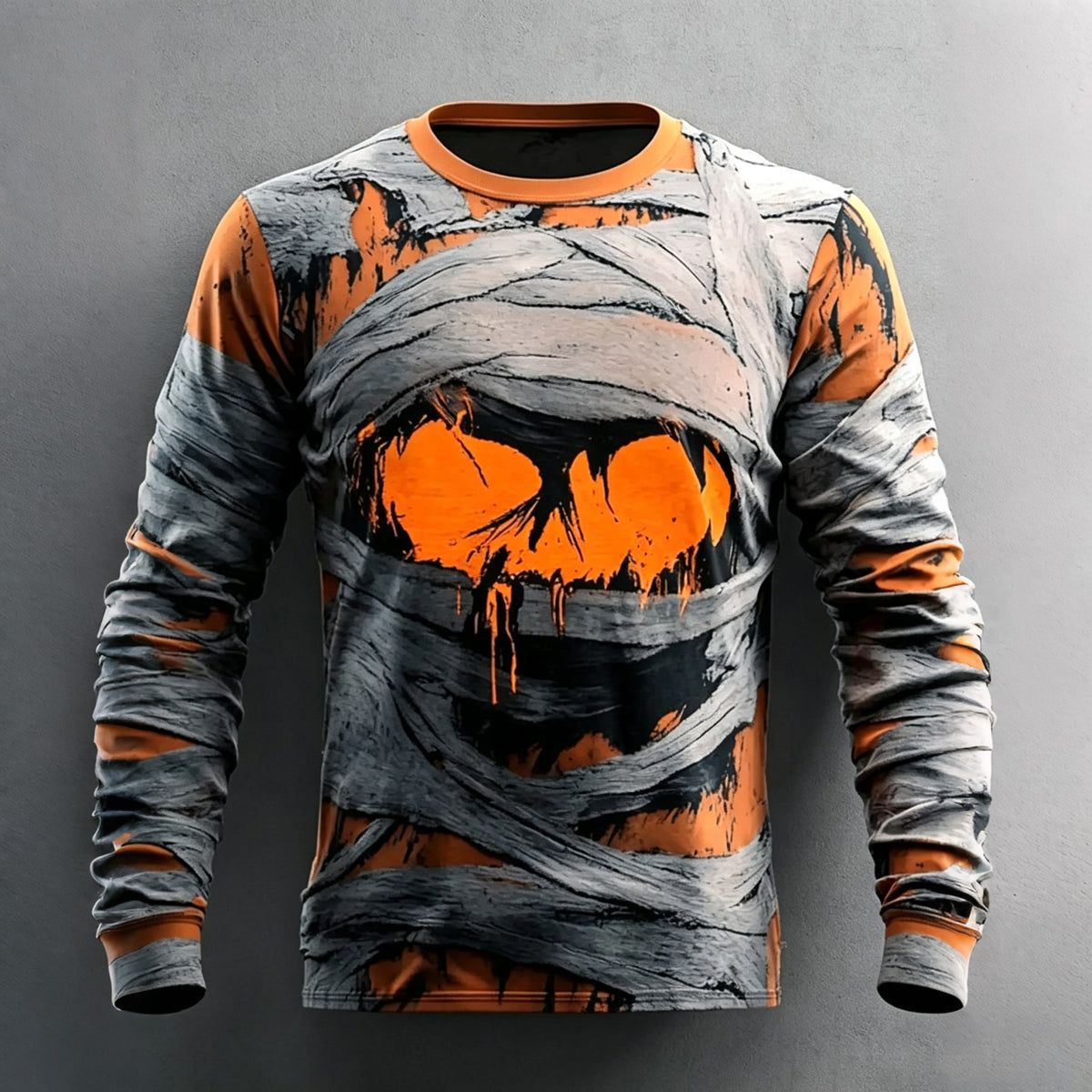 Men's Halloween Mummy Print Long-sleeve T-shirt